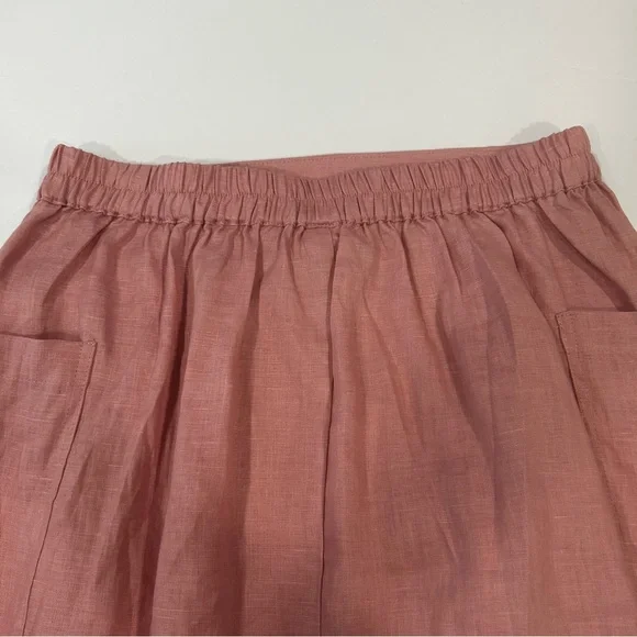 LINTICO 100% linen midi skirt new women’s size small dusty rose airy travel boho - Picture 10 of 16